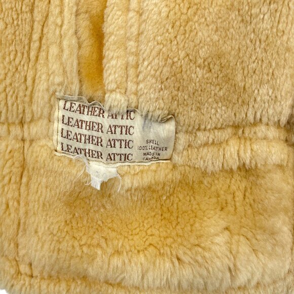 Vintage Leather Attic Shearling Sheepskin Aviator Moto Jacket Men's Small 36 - Picture 6 of 12